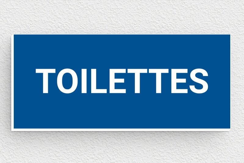 Plaque de porte WC - Toilettes et salle de bains - PVC - 80 x 35 mm - bleu-blanc - glue - pp-porte-006-1