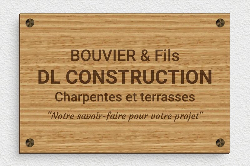 Plaque entreprise - Bois - 300 x 200 mm - chene - screws-spacer - ppro-artisan-001-1