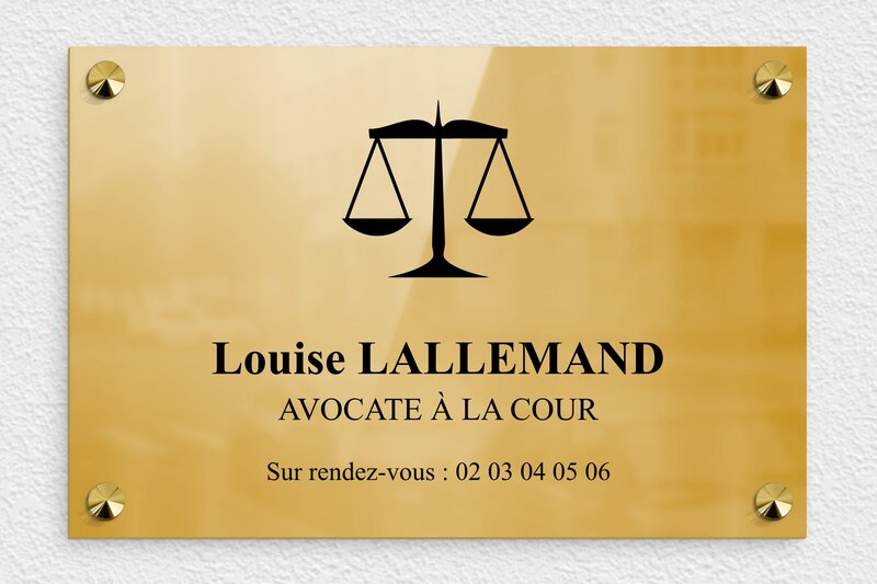 Plaque avocat - Laiton - 300 x 200 mm - poli - screws-caps - ppro-avocat-001-1