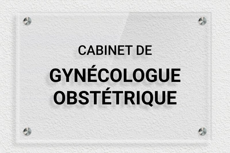 Plaque Gynécologue - Plexiglass Transparent - 300 x 200 mm - transparent - screws-spacer - ppro-gynechologue-004-1