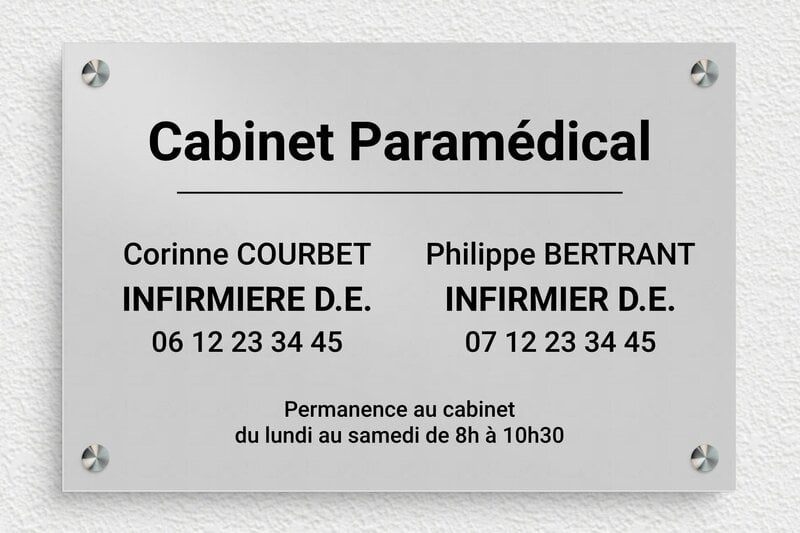 Plaque infirmière libérale - Aluminium - 300 x 200 mm - anodise - screws-spacer - ppro-infirmere-003-5