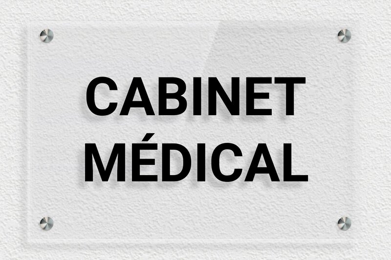 Plaque professionnelle cabinet médical - Plexiglass Transparent - 300 x 200 mm - transparent - screws-spacer - ppro-job-cabinet-medical-004-1