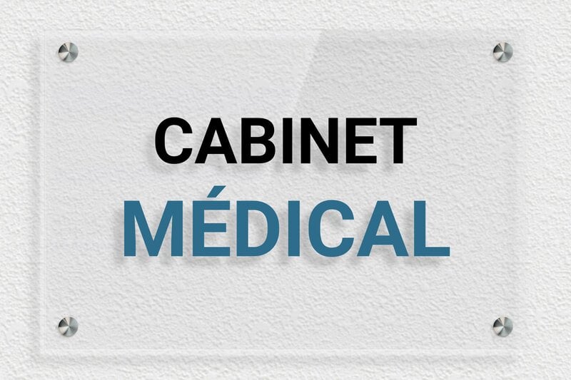 Plaque professionnelle cabinet médical - Plexiglass Transparent - 300 x 200 mm - transparent - screws-spacer - ppro-job-cabinet-medical-007-1