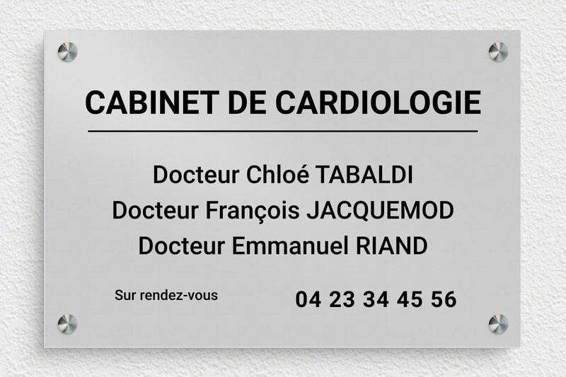 Plaque cardiologue - Aluminium - 300 x 200 mm - anodise - screws-spacer - ppro-job-cardiologue-003-1