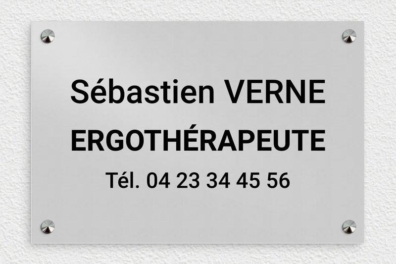 Plaque Ergothérapeute - Aluminium - 300 x 200 mm - anodise - screws-caps - ppro-job-ergotherapeute-003-1