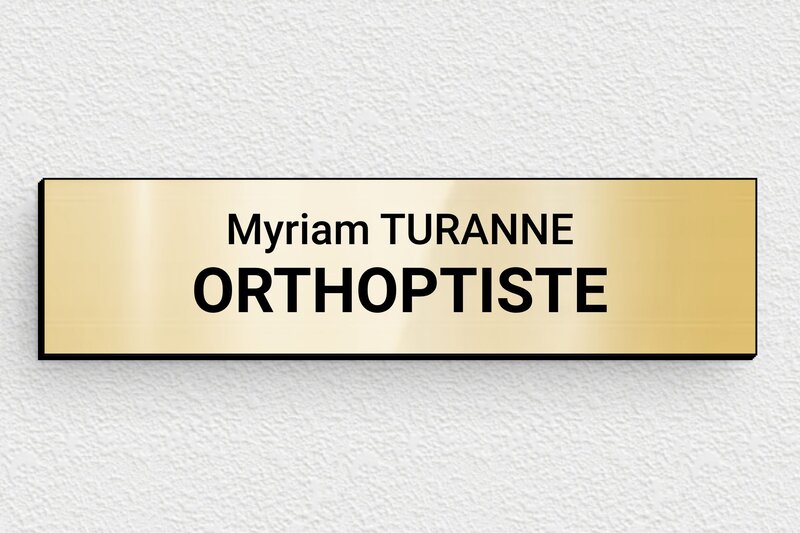 Plaque Orthoptiste - PVC - 100 x 25 mm - or-brillant-noir - glue - ppro-job-orthoptiste-006-1