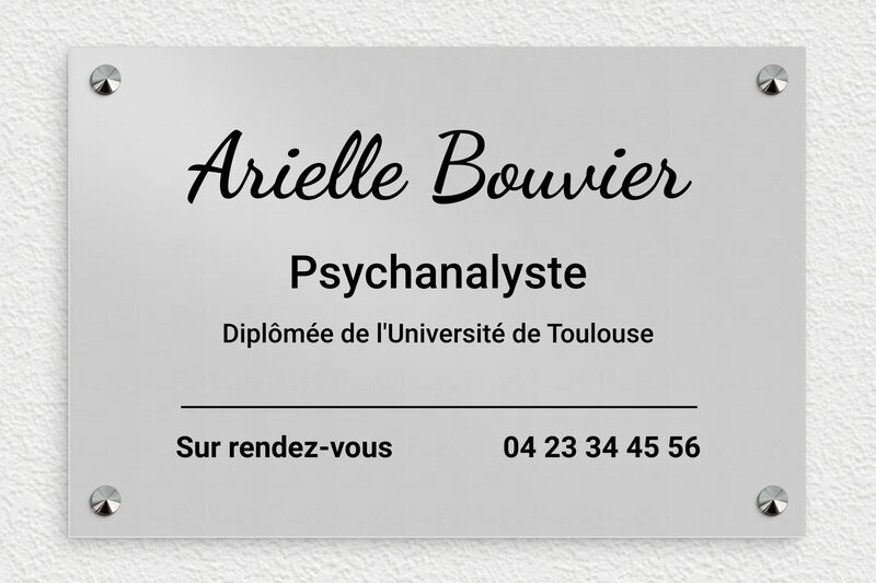 Plaque professionnelle psychanalyste - Aluminium - 300 x 200 mm - anodise - screws-caps - ppro-job-psychanalyste-004-1
