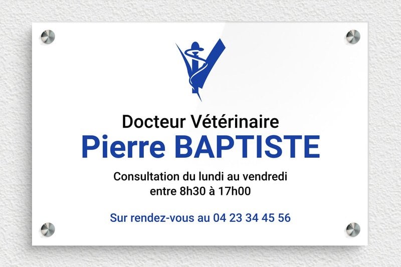 Plaque vétérinaire - Plexiglass - 300 x 200 mm - custom - screws-spacer - ppro-job-veterinaire-006-1