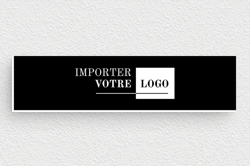 Plaque professionnelle avec logo - PVC - 100 x 25 mm - noir-blanc - glue - ppro-logo-008-1