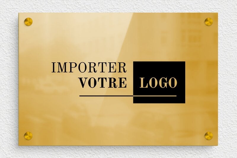 Plaque entreprise luxe - Laiton - 300 x 200 mm - poli - screws-spacer - ppro-luxe-001-1