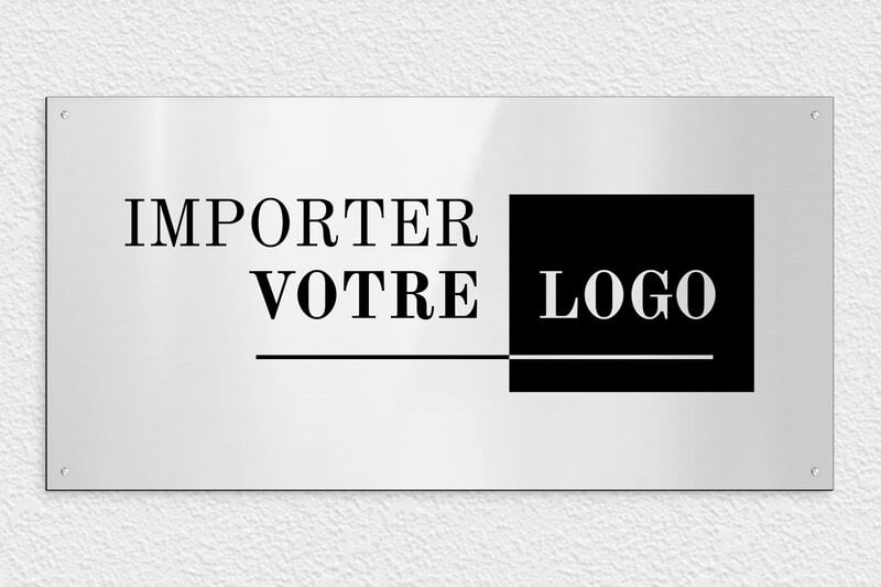Plaque professionnelle association - PVC - 600 x 300 mm - gris-brillant-noir - screws - ppro-magasin-pvc-5