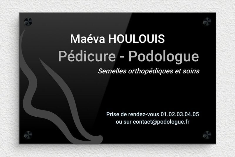 Plaque Podologue  - Plexiglass - 300 x 200 mm - custom - screws-spacer - ppro-medecin-023-1
