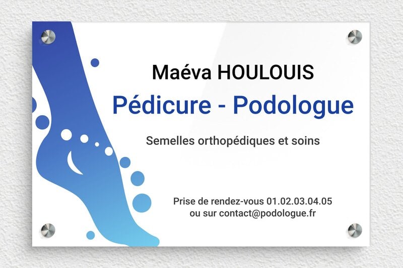 Plaque Podologue  - Plexiglass - 300 x 200 mm - custom - screws-spacer - ppro-medecin-024-1