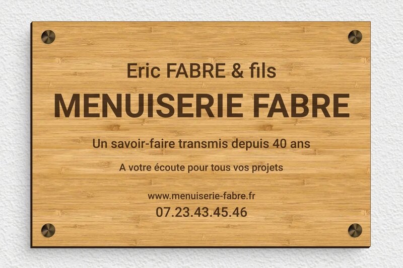 Plaque pro menuiserie ébénisterie - Bois - 300 x 200 mm - bambou - screws-spacer - ppro-menuiserie-001-1