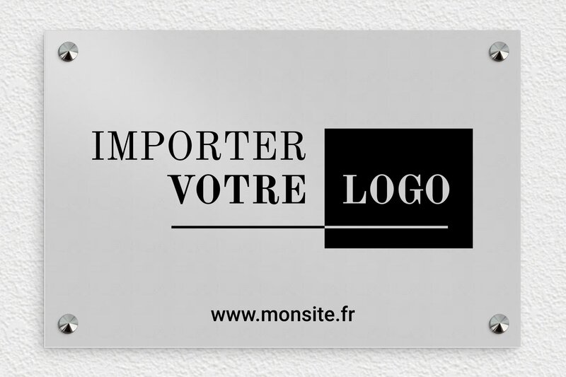 Plaque logo métal - Aluminium - 300 x 200 mm - anodise - screws-caps - ppro-metallogo-008-1