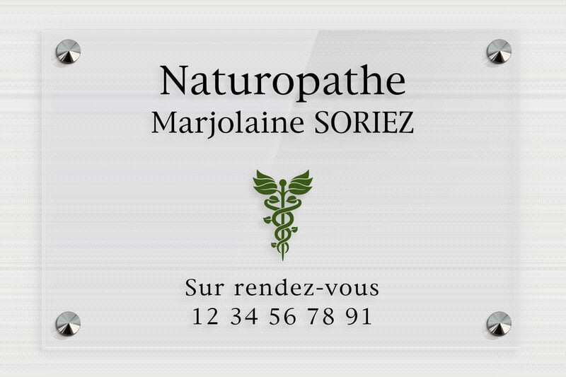 Plaque naturopathe - Plexiglass Transparent - 300 x 200 mm - transparent - screws-caps - ppro-naturopathe-008-4