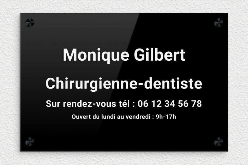 Plaque Chirurgien - Plexiglass - 300 x 200 mm - noir-blanc - screws-caps - ppro-orthodontiste-001-4