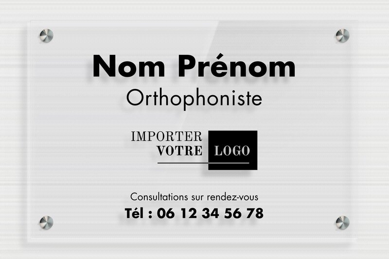 Plaque Orthophoniste - Plexiglass Transparent - 300 x 200 mm - transparent - screws-spacer - ppro-orthophoniste-009-4