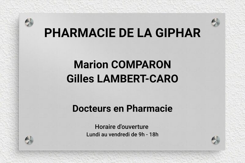 Plaque Pharmacie - Aluminium - 300 x 200 mm - anodise - screws-spacer - ppro-pharmacie-004-1