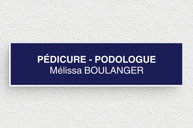 Plaque Podologue  - PVC - 100 x 25 mm - bleu-marine-blanc - glue - ppro-podologue-006-1