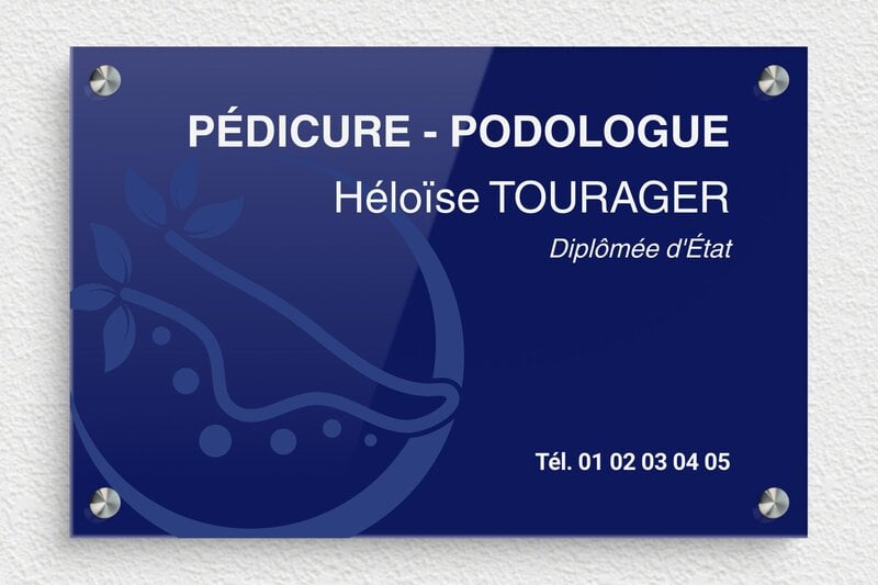 Plaque Podologue  - Plexiglass - 300 x 200 mm - custom - screws-spacer - ppro-podologue-023-1