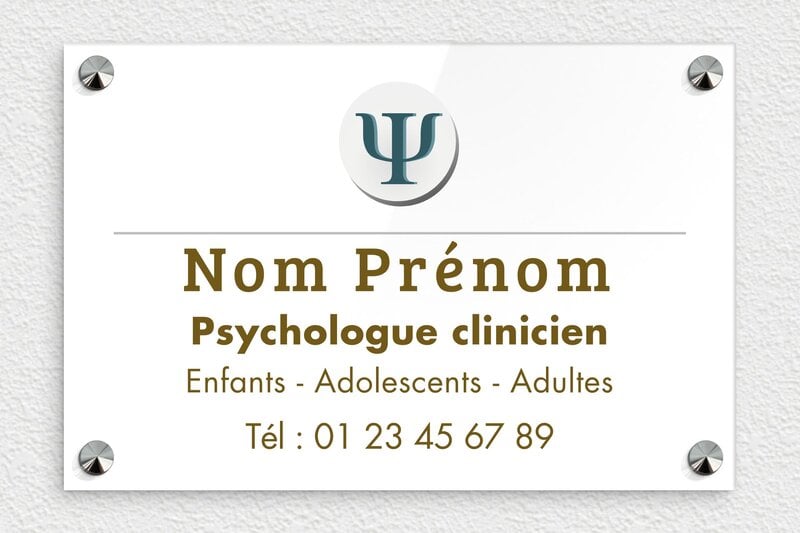 Plaque psychologue - Plexiglass - 300 x 200 mm - custom - screws-caps - ppro-psychologue-006-4