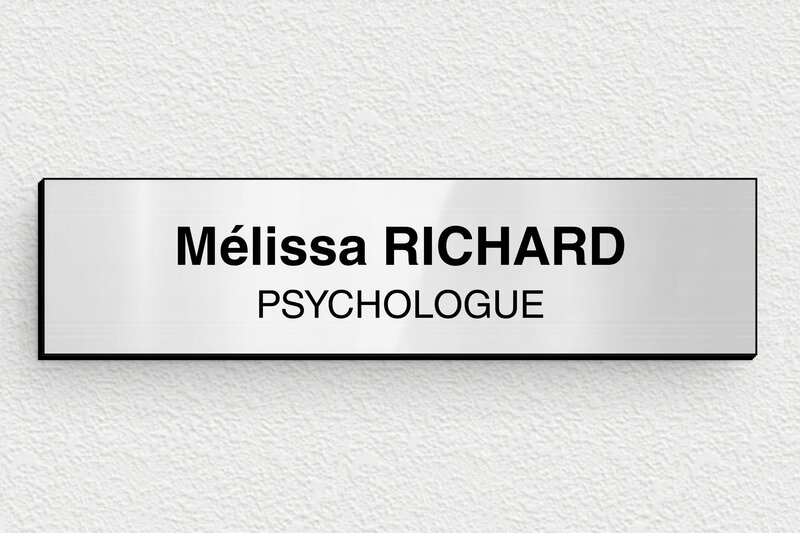 Plaque psychologue - PVC - 100 x 25 mm - gris-brillant-noir - glue - ppro-psychologue-011-1