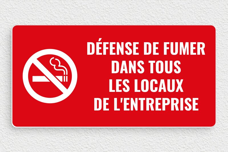 Affiche interdiction de fumer et vapoter - PVC - 200 x 100 mm - rouge-blanc - glue - ps-entreprisediverse-005-0