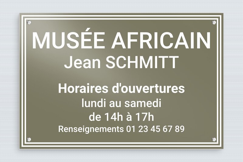 Plaque pour cartel personnalisée - Aluminium - 300 x 200 mm - taupe - screws - secteur-collectivite-musee-005-3