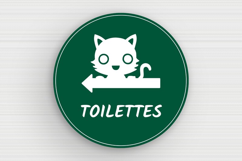 Plaque de porte WC - Toilettes et salle de bains - PVC - 200 x 200 mm - vert-sapin-blanc - glue - secteur-education-ecole-wc-001-2