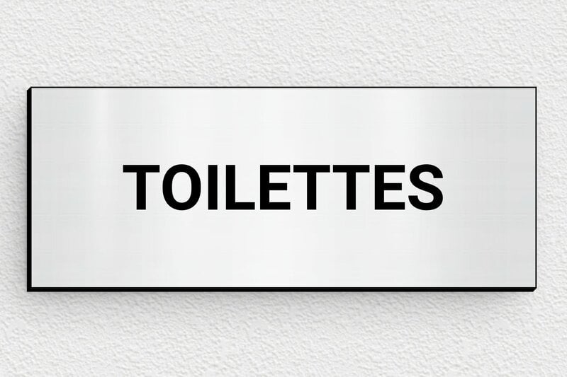 Plaque de porte WC - Toilettes et salle de bains - PVC - 100 x 40 mm - gris-brosse-noir - glue - secteur-education-ecole-wc-002-2
