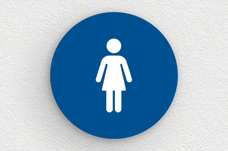 Plaque de porte WC - Toilettes et salle de bains - PVC - 100 x 100 mm - bleu-blanc - glue - secteur-education-ecole-wc-003-2
