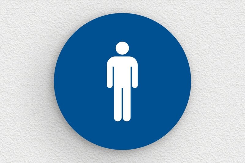 Plaque de porte WC - Toilettes et salle de bains - PVC - 100 x 100 mm - bleu-blanc - glue - secteur-education-ecole-wc-004-2