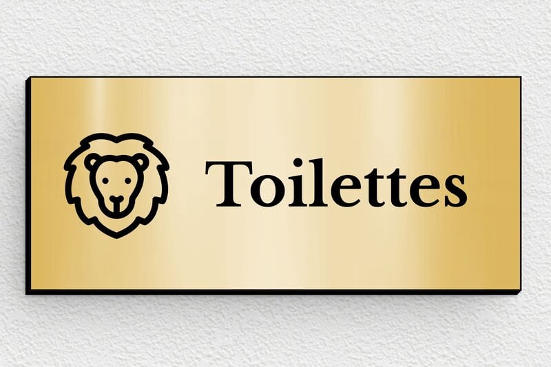 Plaque de porte WC - Toilettes et salle de bains - PVC - 80 x 35 mm - or-brosse-noir - glue - secteur-education-ecole-wc-005-2