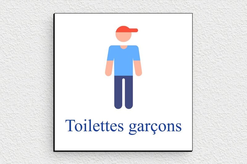 Plaque de porte WC - Toilettes et salle de bains - PVC - 100 x 100 mm - custom - glue - secteur-education-ecole-wc-008-2