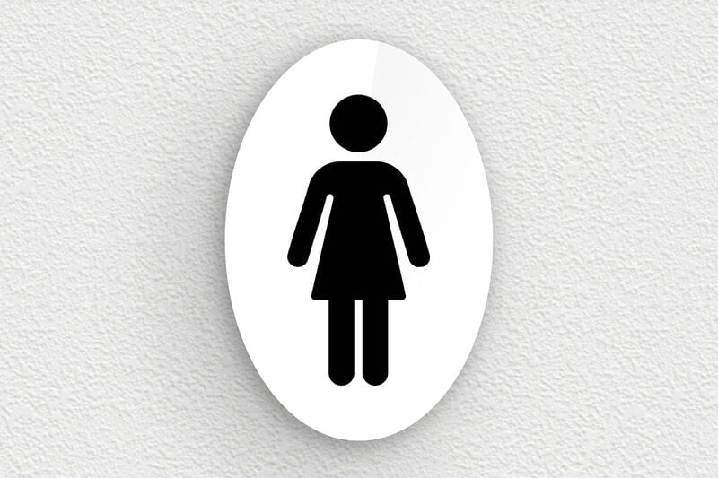 Plaque de porte WC - Toilettes et salle de bains - Plexiglass - 100 x 150 mm - blanc-noir - glue - secteur-education-ecole-wc-010-2