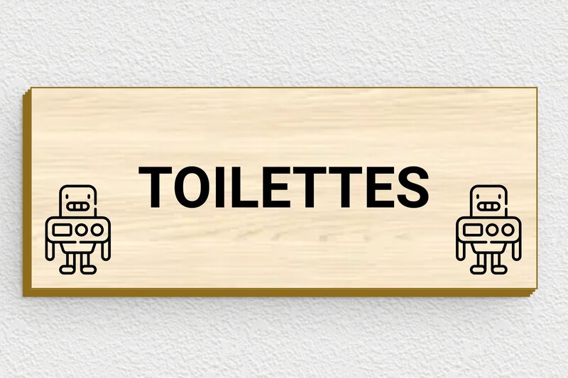 Plaque de porte WC - Toilettes et salle de bains - Bois - 100 x 40 mm - erable - glue - secteur-education-ecole-wc-013-2