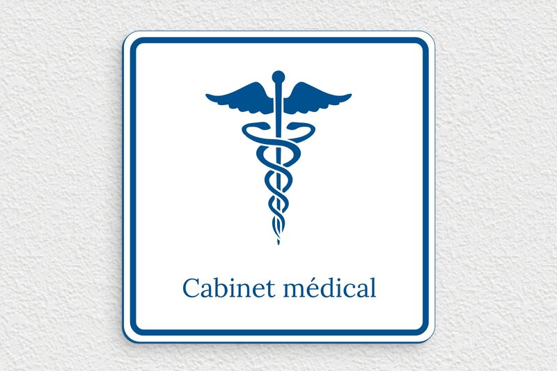 Panneau cabinet médical - PVC - 150 x 150 mm - blanc-bleu - glue - secteur-medical-033-2