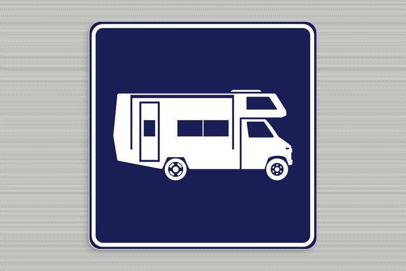 Signalétique camping - Panneau de signalisation camping car - 300 x 300 mm - PVC - bleu-marine-blanc - none - secteur-tourisme-camping-car-001-3