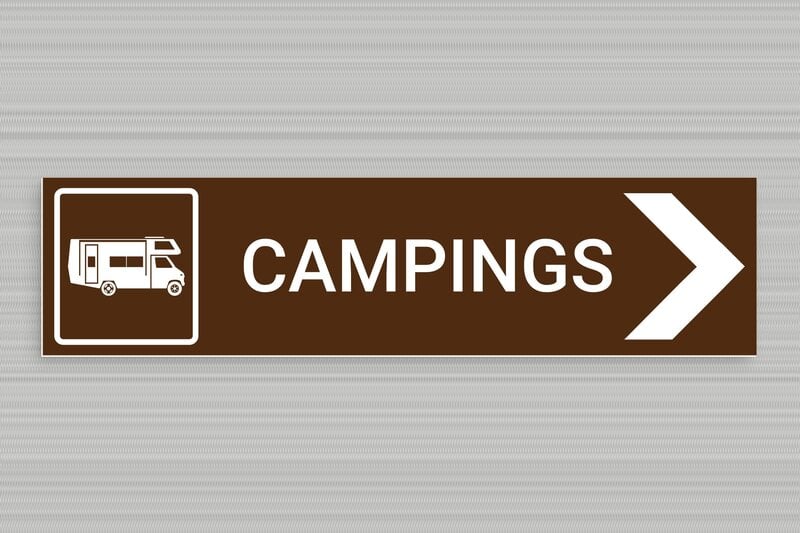 Signalétique camping - PVC - 400 x 100 mm - brun-blanc - none - secteur-tourisme-camping-car-004-3