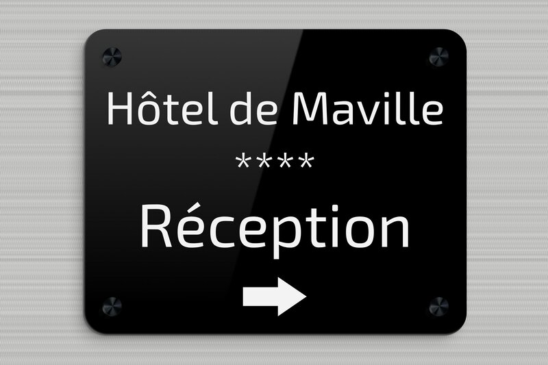 Signalétique pour le tourisme - Plexiglass - 250 x 200 mm - noir-blanc - screws-caps - secteur-tourisme-hotel-reception-006-3