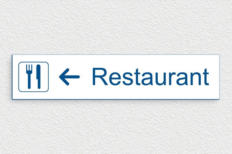 Signalétique restaurant - PVC - 300 x 65 mm - blanc-bleu - none - secteur-tourisme-restaurant-005-3