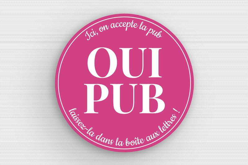 Oui pub - Plaque oui pub - 50 x 50 mm - PVC - rose-blanc - glue - sign-ouipub-005-1