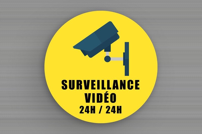 Panneau vidéoprotection - Plaque ronde surveillance vidéo - 200 x 200 mm - PVC - custom - glue - signparti-alarme-securite-quadri-004-3