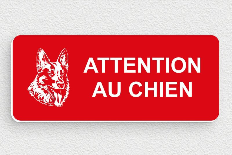 Attention au chien - Panneau attention au chien - 120 x 50 mm - PVC - rouge-blanc - glue - signparti-panneau-a2ttention-chien-dangereux-003-1