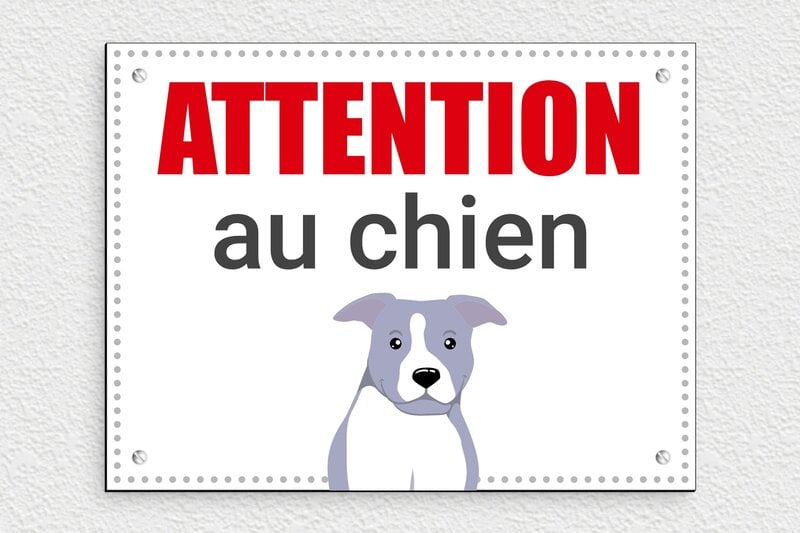 Chien American Staff - Plaque attention au chien - 250 x 190 mm - PVC - custom - screws - signparti-panneau-attention-chien-americanstaff-004-3