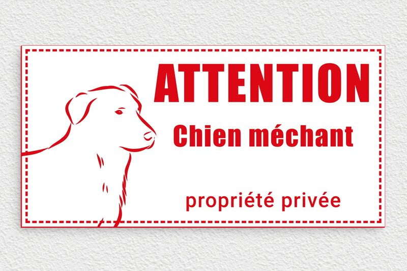 Attention au chien - Plaque attention chien méchant - 300 x 150 mm - PVC - blanc-rouge - glue - signparti-panneau-attention-chien-beauceron-001-3