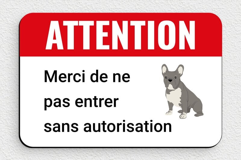 Attention au chien - Plaque attention au chien - 150 x 100 mm - PVC - custom - glue - signparti-panneau-attention-chien-bouledogue-002-3