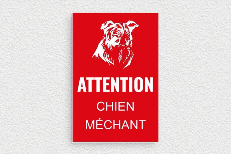 Attention au chien - Plaque attention chien méchant - 100 x 150 mm - PVC - rouge-blanc - glue - signparti-panneau-attention-chien-bouvierbernois-006-3