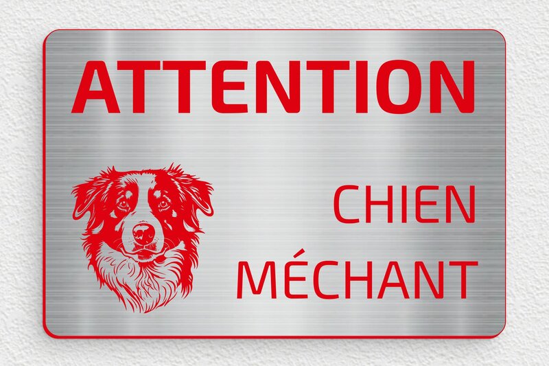 Plaque attention chien méchant - 150 x 100 mm - PVC - acier-rouge - glue - signparti-panneau-attention-chien-bouvierbernois-007-3